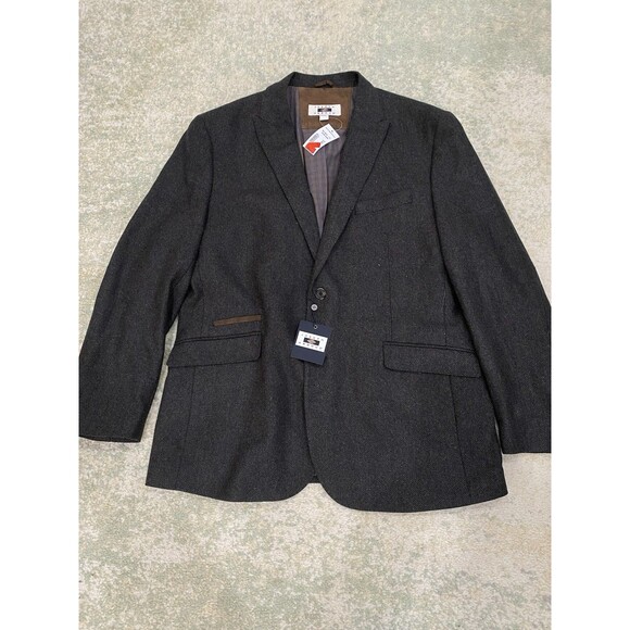 NEW Joseph Abboud Jacket Mens Size XL Charcoal Gray Sport Coat Wool Herringbone - Picture 1 of 9